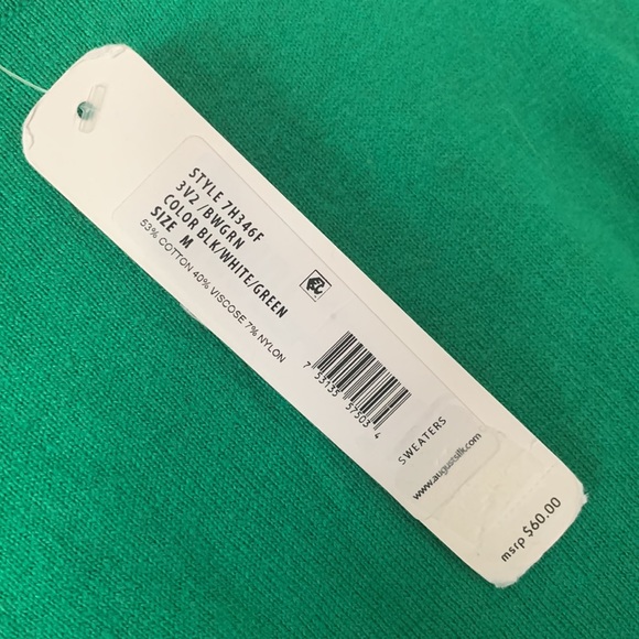 NWT AUGUST SILK Colorblock Stripes Long Sleeves Cotton Blend Sweater Size M - Picture 5 of 12